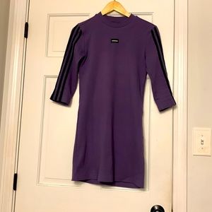 Adidas purple dress with black stripes on sleeves